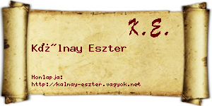 Kálnay Eszter névjegykártya